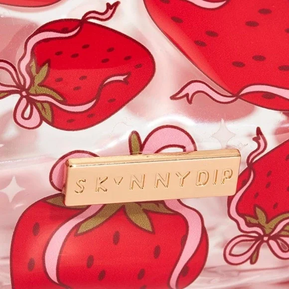 Skinnydip London strawberry bow, make up bag Cosmetic Bag - Picture 3 of 7